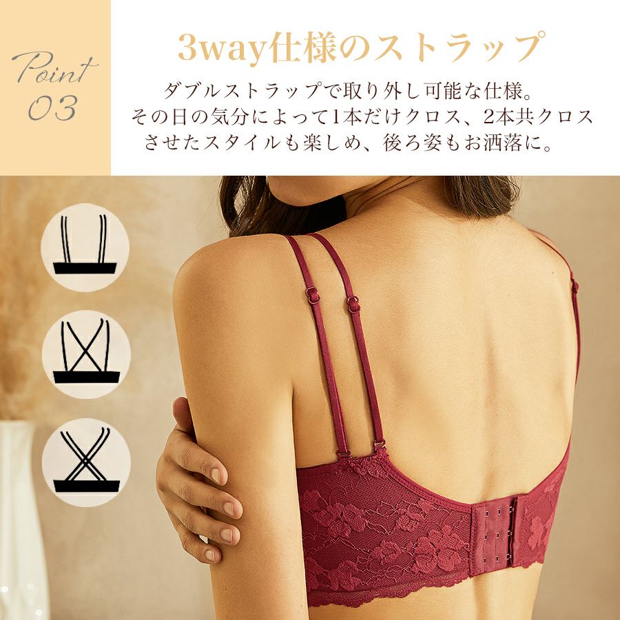 ノンワイヤーブラセットブラショーツ谷間盛れる快適ブラジャーインナーレース下着メール便のみ送料無料2予約2/1～10入荷予定